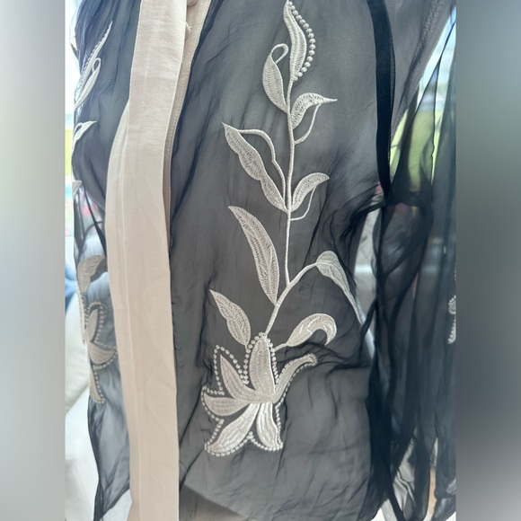 Vici Venetian Embroidered Statement Blouse Feminine Sheer Preppy Ethereal Sz M - Picture 8 of 13